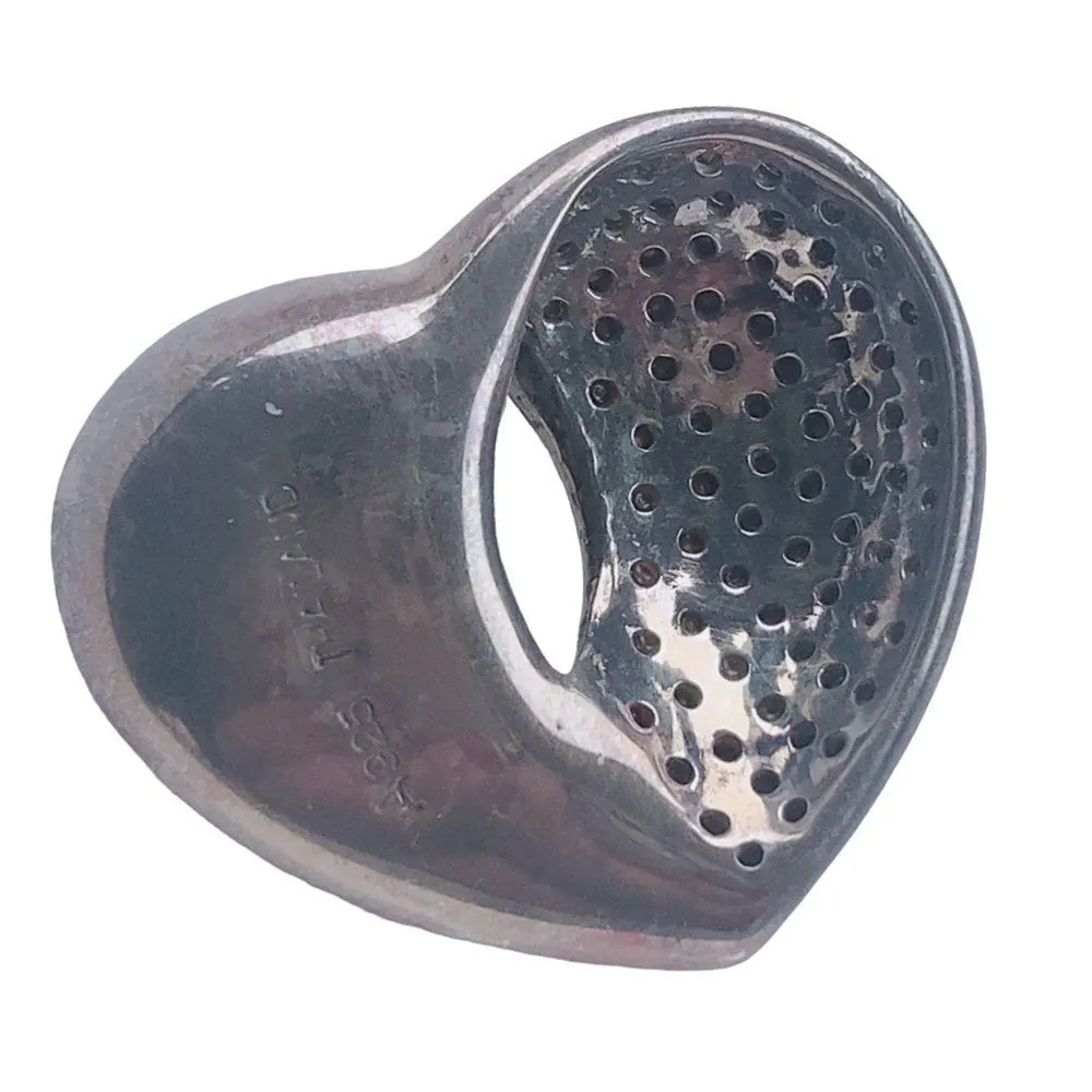 Signed A 925 Sterling Silver Marcasite Slide Heart Shaped Pendent - Image 2