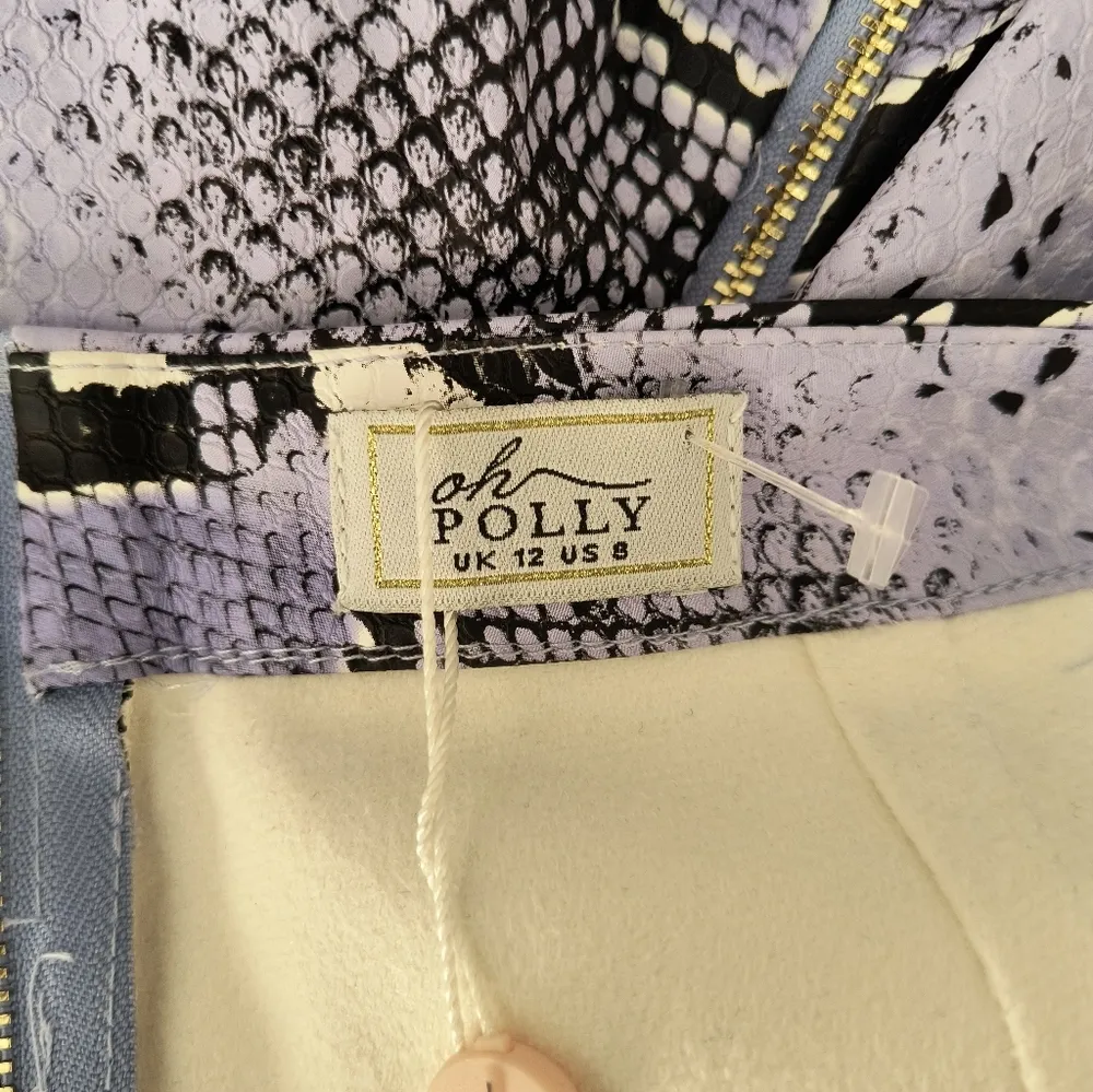 Oh Polly Purple Snakeskin Faux Leather Highwaist Wide Leg Pant Size 8 - Image 6