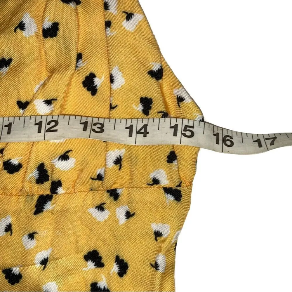 Amanda Uprichard Amory Sleeveless Floral Print Yellow Side Slit Midi Dress M - Image 7