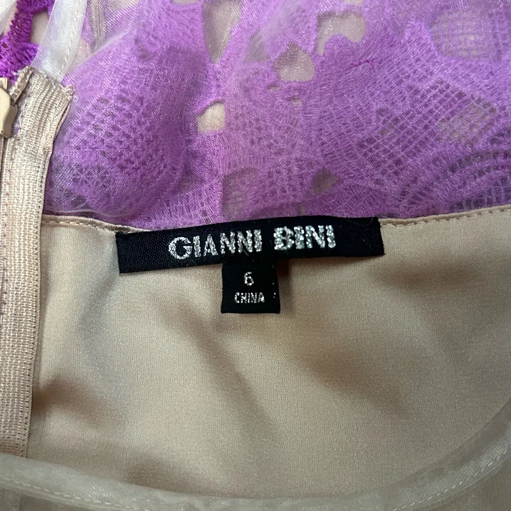 Gianni Bini Vibrant Purple Floral Lace Dress sz 6 - Image 4