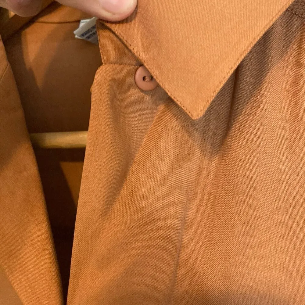 Vintage Anna and Frank 100% Silk Brown Long Sleeve Button Up Shirt Blouse Top Size M - Image 4