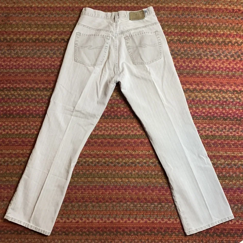 VINTAGE SILVER PINSTRIPE WESTERN COWBOY BOOTCUT JEANS Gray Size 26 - Image 9