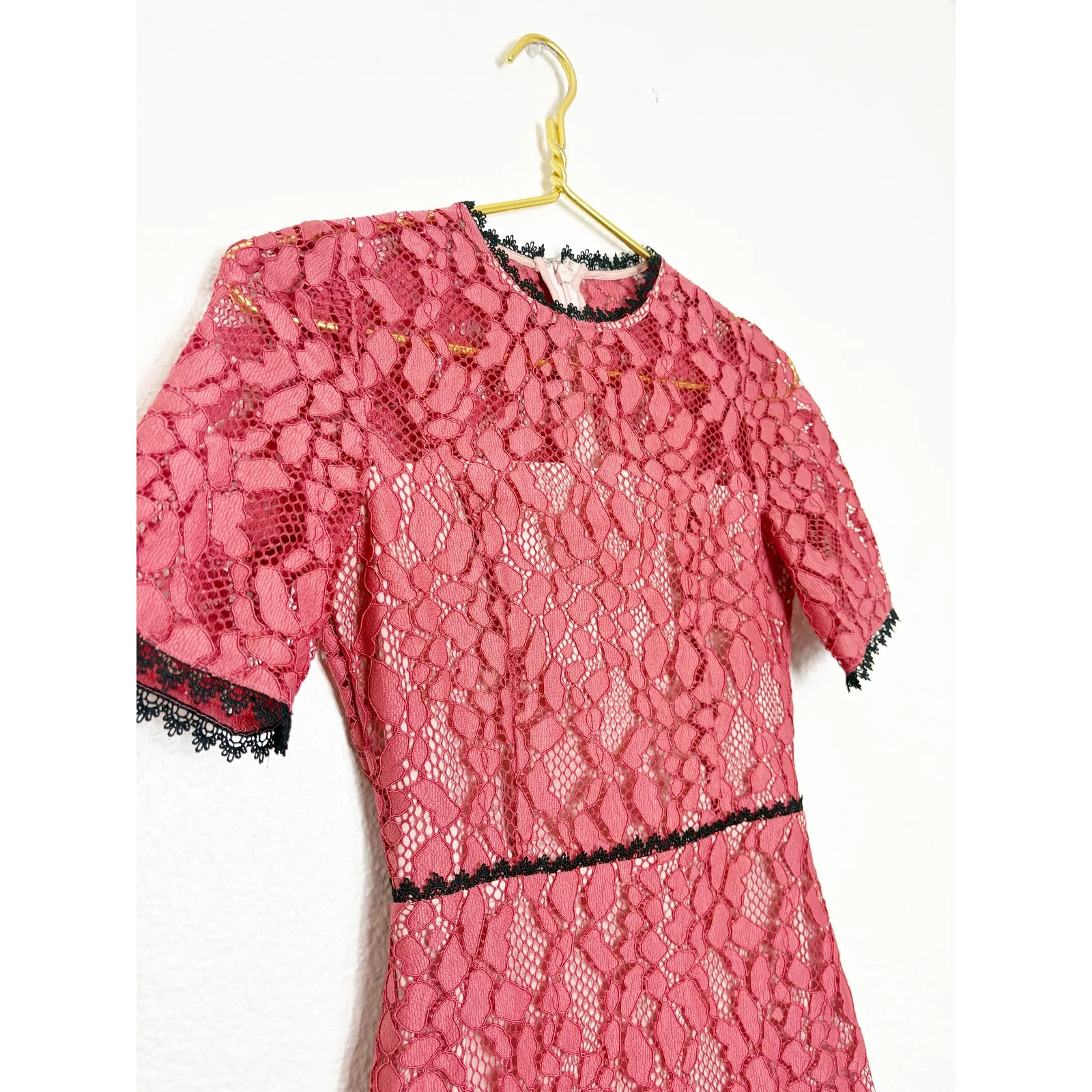 Alexis Remi Guipure Lace Pencil Dress Size XS Short Sleeves Cut Out Pink Vday - Image 7