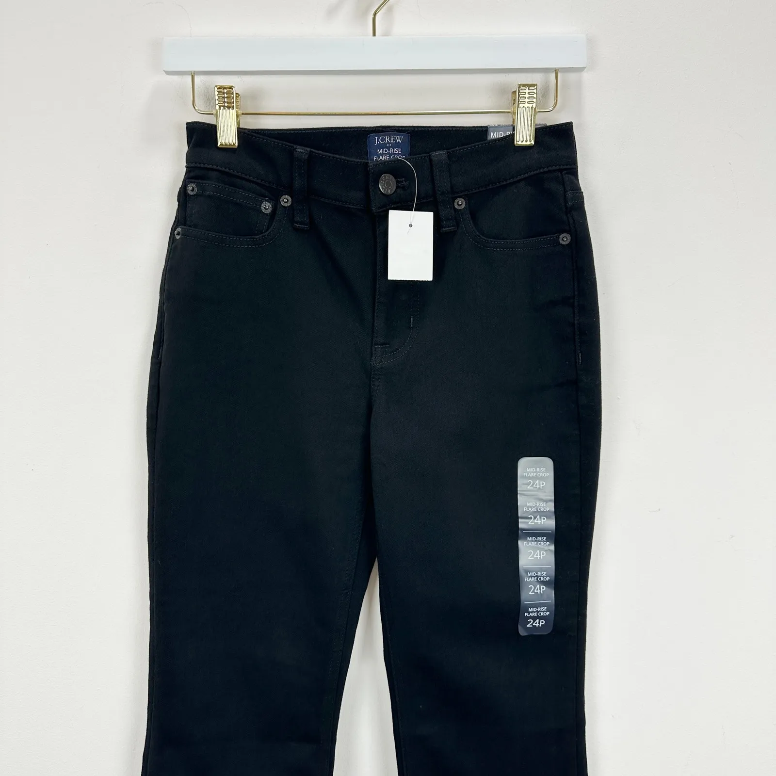 J.Crew Petite Flare Crop Jean All Day Stretch Black Mid Rise Classic US 24P NWT - Image 6