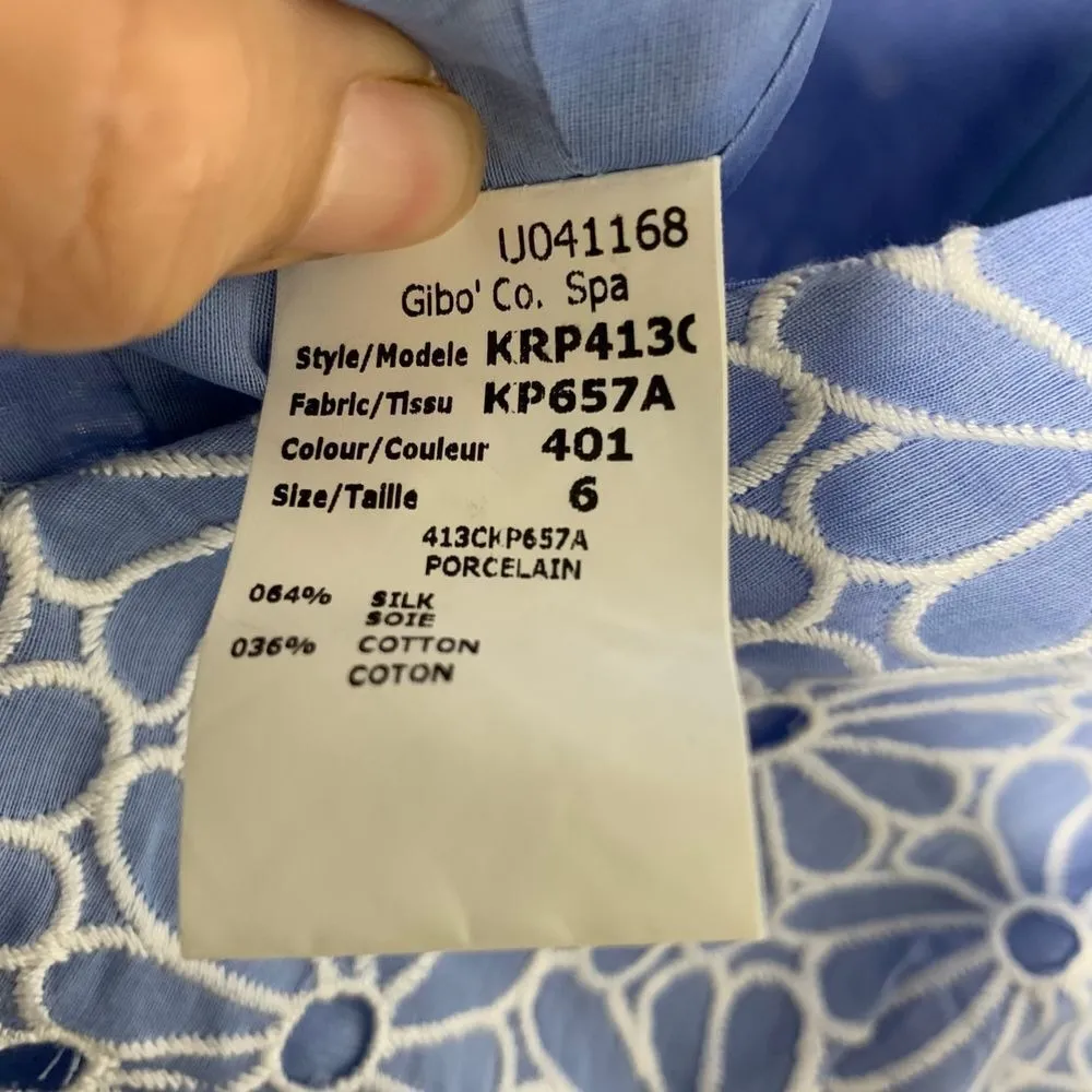 Michael‎ Kors Collection made Italy blue Floral Embroidered Sheath Dress Size 6 - Image 4