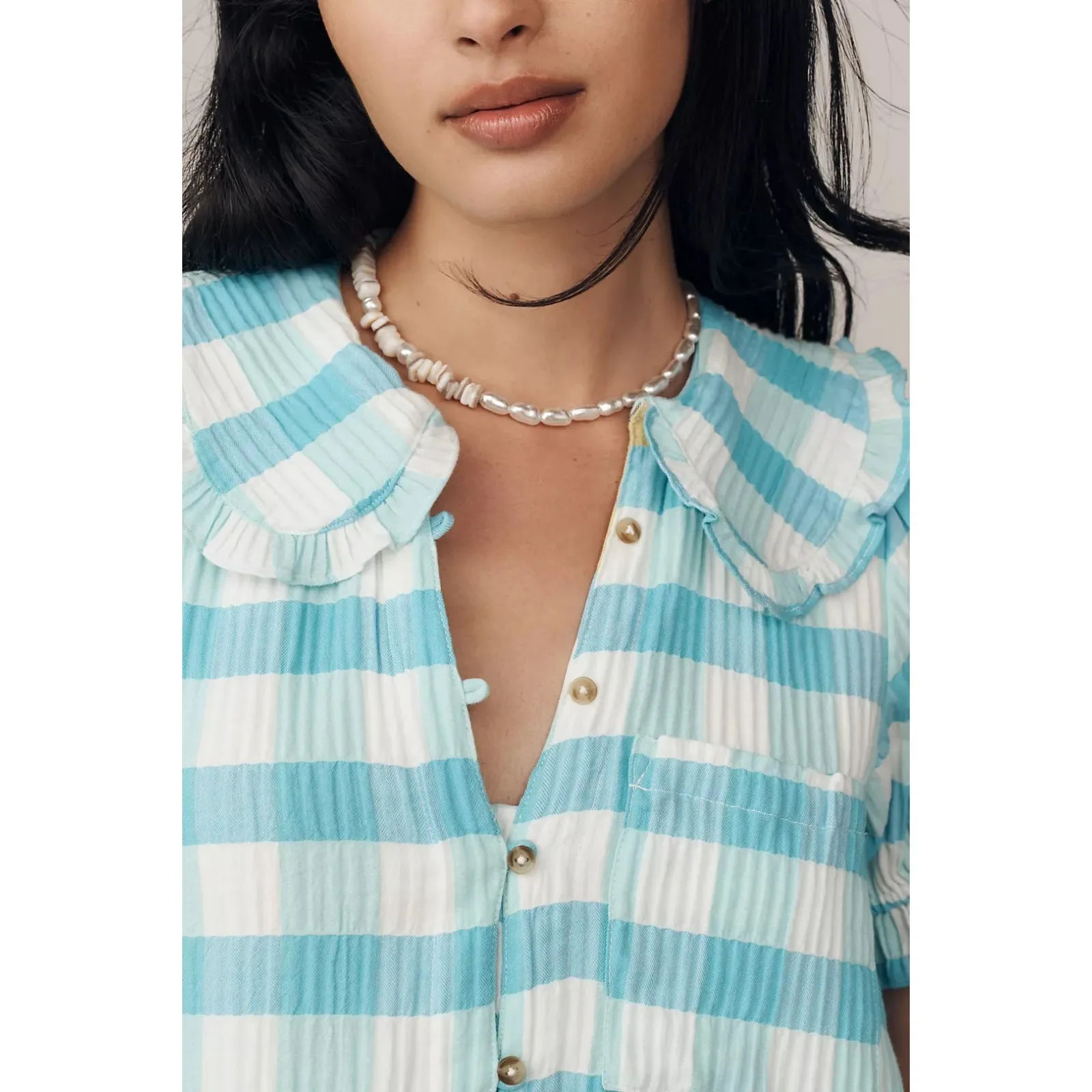 Anthropologie Pilcro Womens The Keira Collarded Button Front Plaid Mini Dress 1X - Image 2