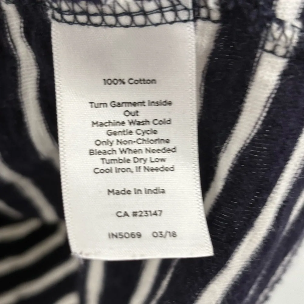 Talbots Navy Blue White Striped Cotton with Scalloped Trim Top Small Petite SP - Image 8