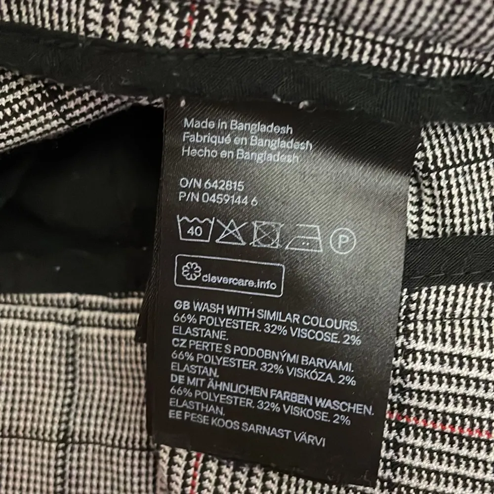 Black, White & Red Dupplin Plaid Print Straight Leg Pants with Side Pockets - Image 12