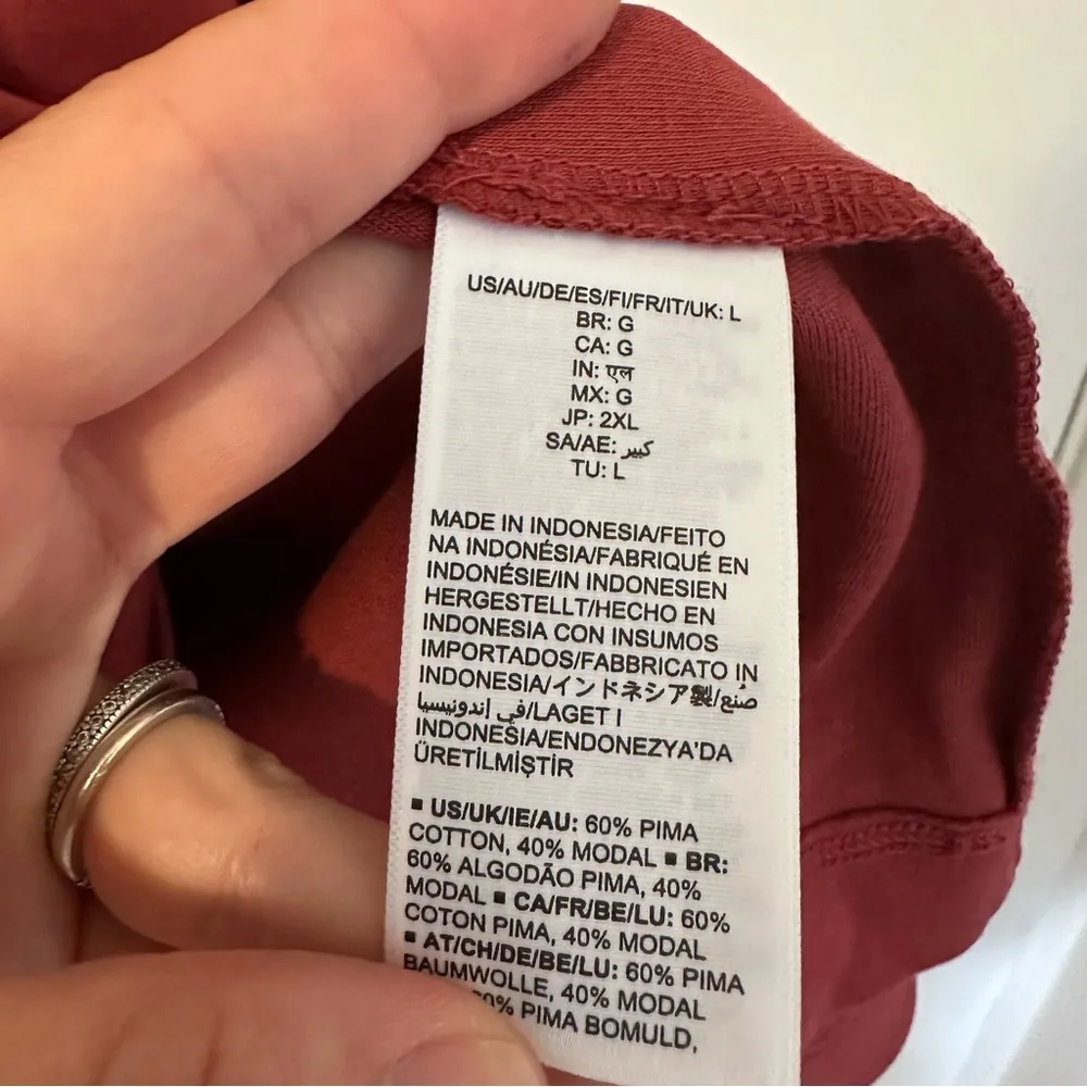 Anthropologie Daily Ritual Short Sleeve Scoop Neck Dress Womens Large Pima New Red - Image 6