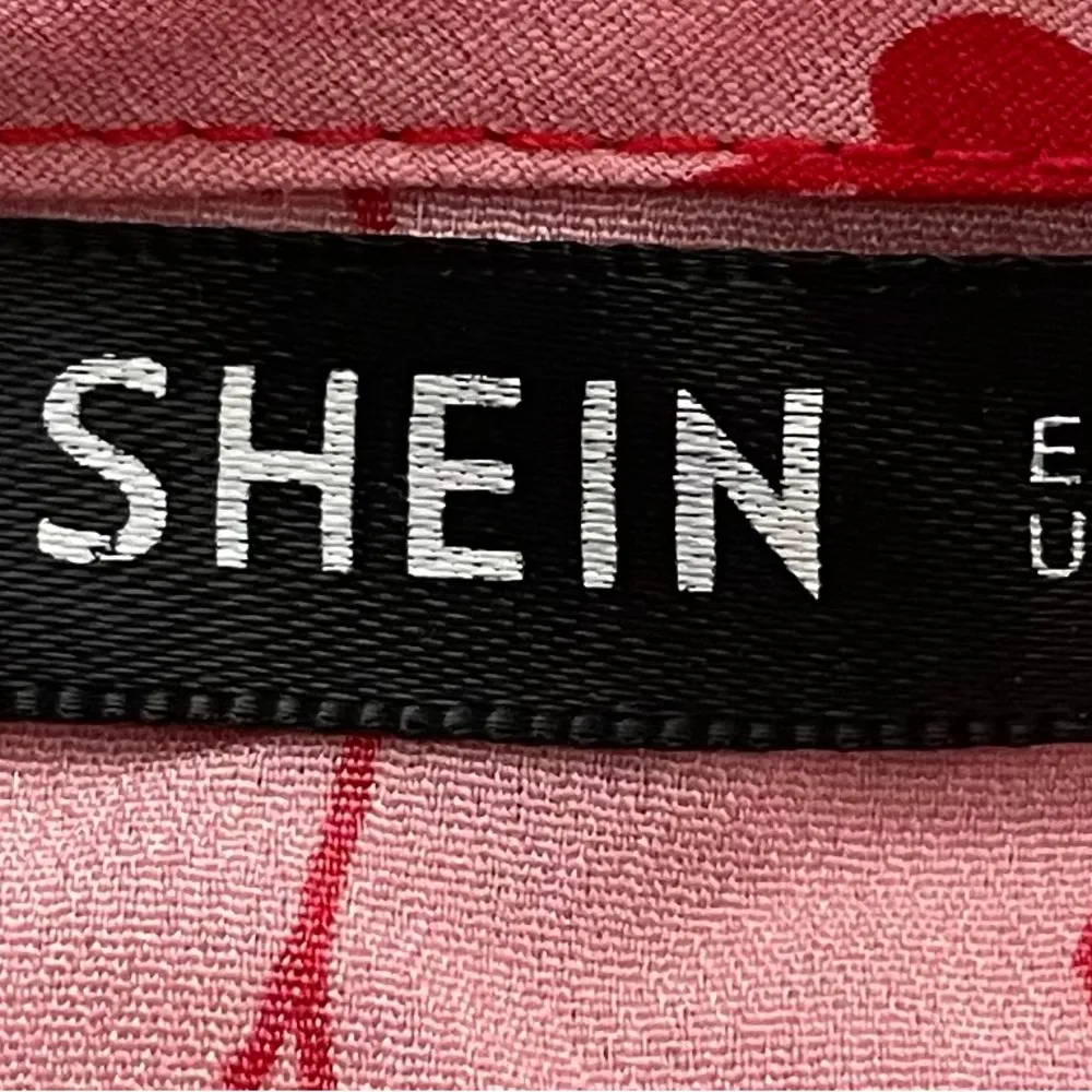 SHEIN pink red heart print all over crop top, size S Barbiecore festival summer - Image 5