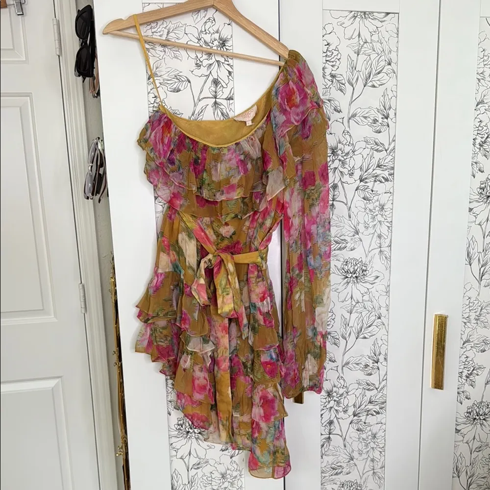 Rococo Sand Avar one shoulder floral dress NWT Yellow Size L - Image 4