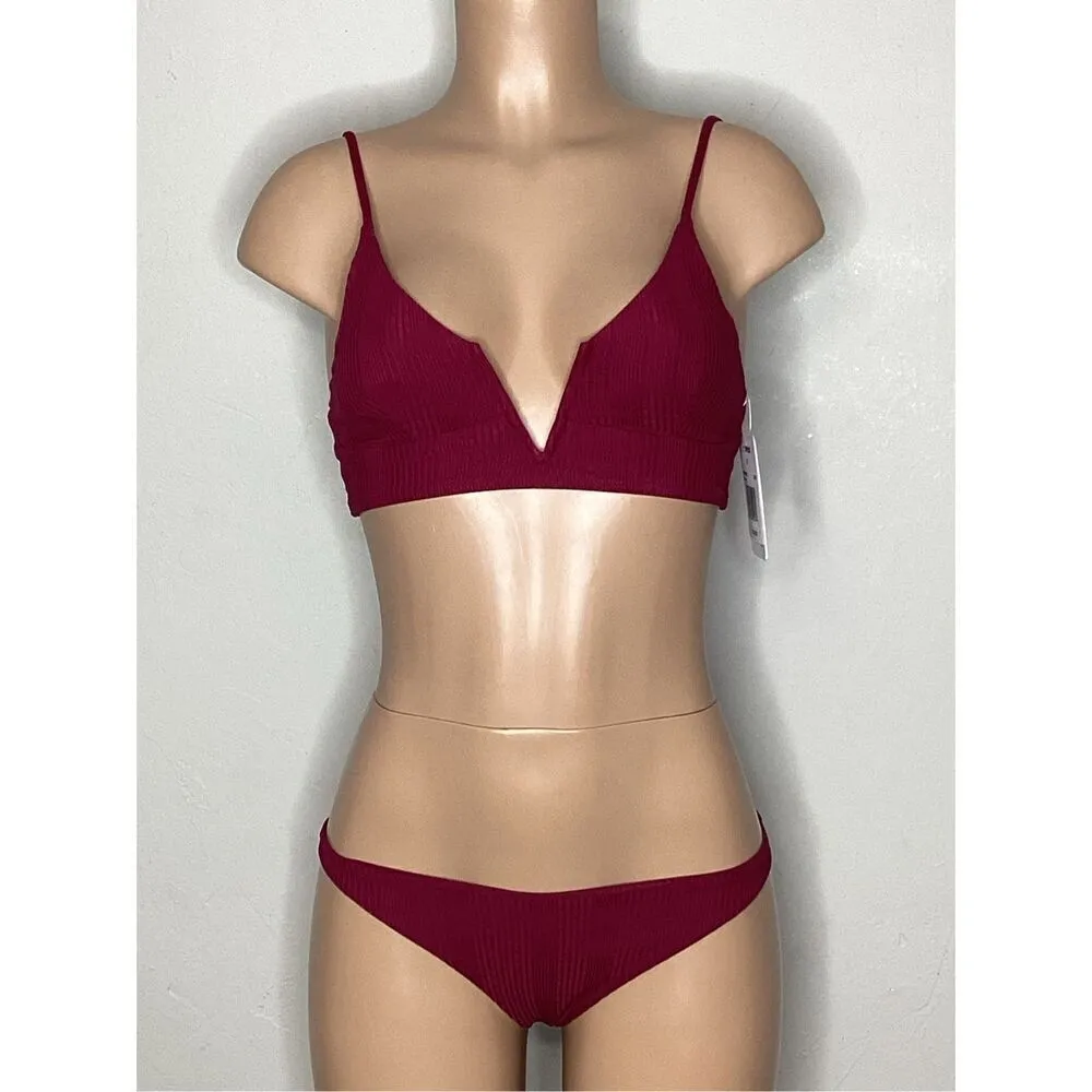New. L*SPACE plum ribbed bikini set. Small. Retails $193 - Image 3
