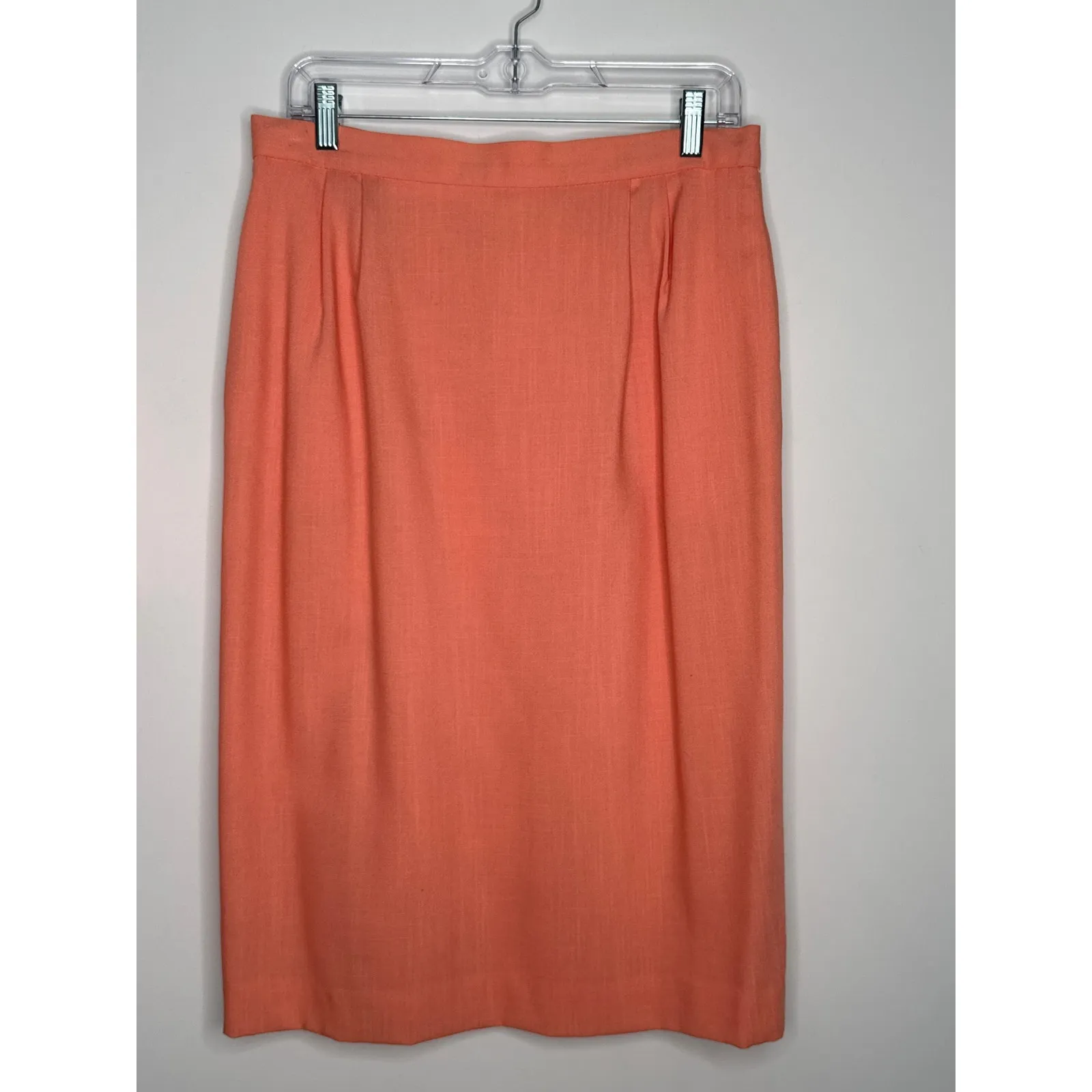 1980s Oleg Cassini peach two piece skirt suit size 10 - Image 7