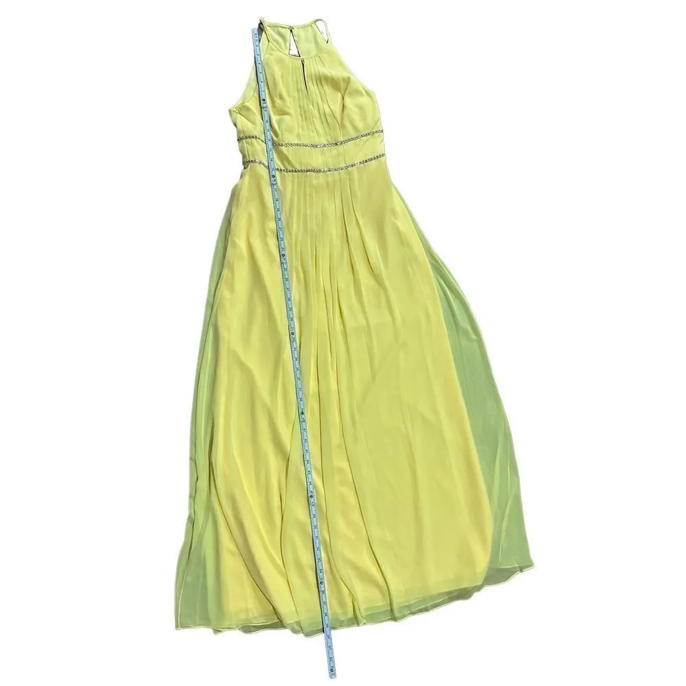 NEW Jenny Packham Lux Chiffon Halter Bridesmaid Gown with Beaded Trim Lemon Drop Yellow Size 10 - Image 11