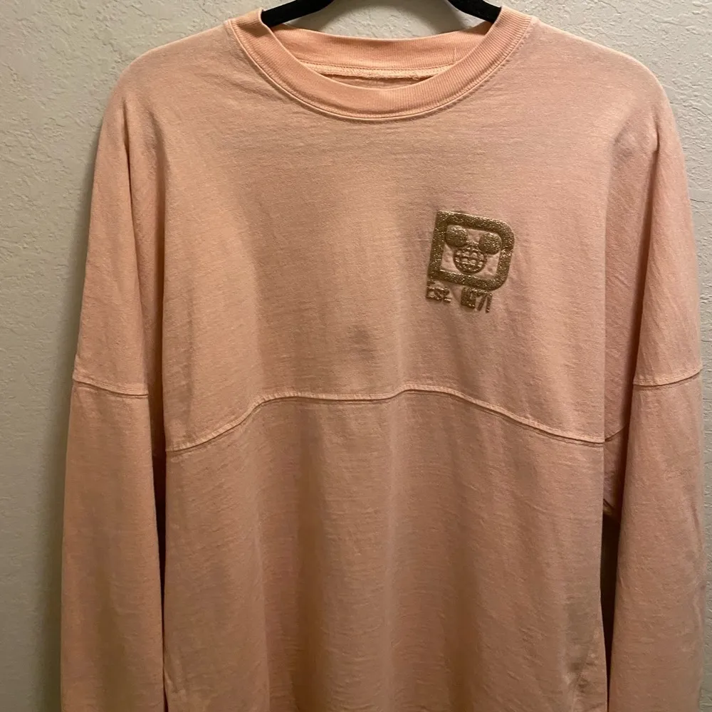 Disney Walt Disney World Peachy Pink Rose Gold Glitter Spirit Jersey Size S - Image 5