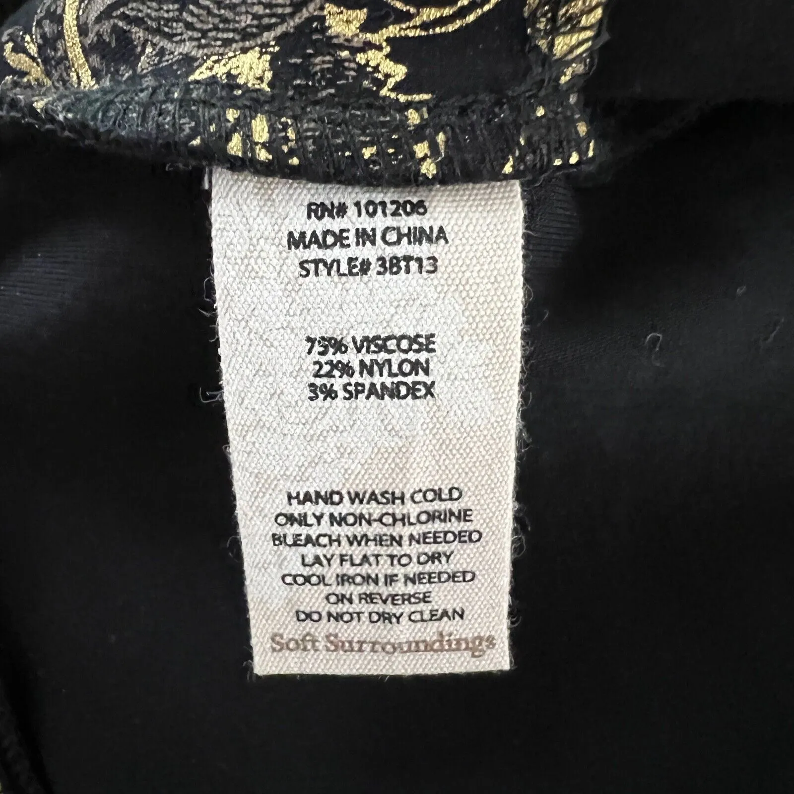 Soft Surroundings Pants Womens Medium Petite Black Gold Floral Moonstruck Boot - Image 6