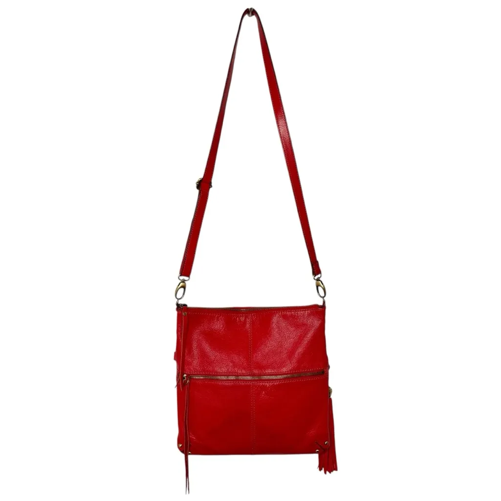 LUCKY BRAND RED LEATHER CROSSBODY TASSELS REMOVABLE STRAP HANDBAG - Image 12