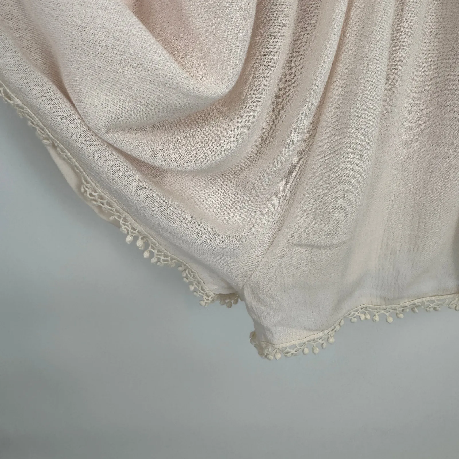 Romeo & Juliet Couture Off Shoulder Romper Womens M Cream Boho Cowgirl Pockets - Image 6