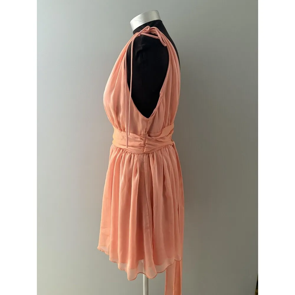 Lucy in the Sky Dress Size Medium Peach Chiffon Mini Party Fairy Cocktail - Image 4
