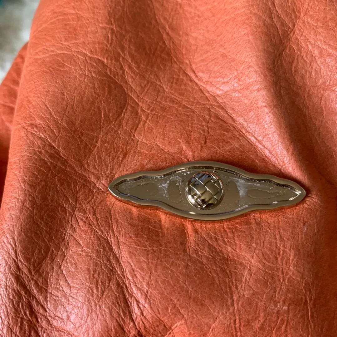 Orange Leather Satchel Handbag - Image 5