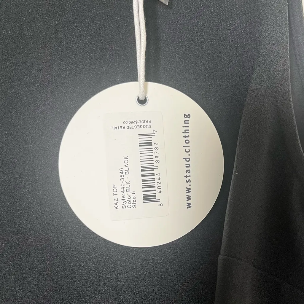 NWT STAUD Kaz‎ Black Fringe Top Size 6 - Image 4