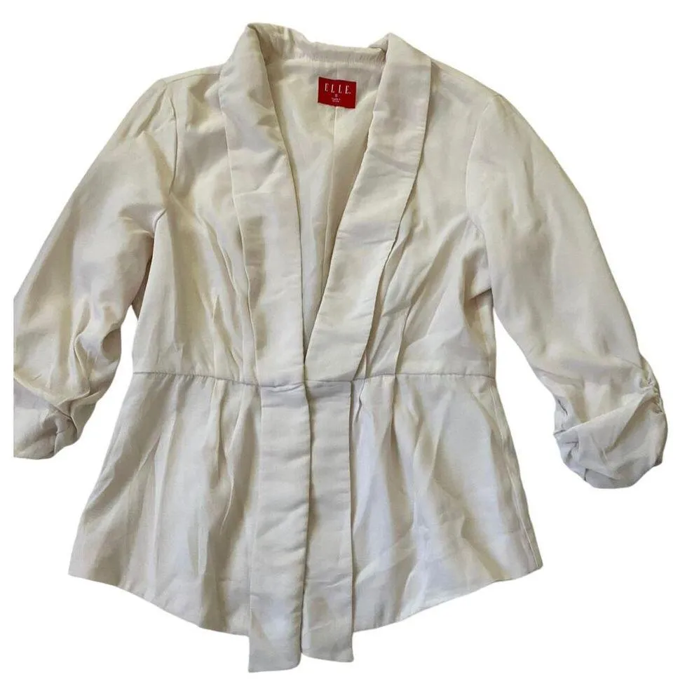 Elle Eggshell Collared Blazer Ruched Sleeve Women Size Small NWT | 11-8 - Image 2