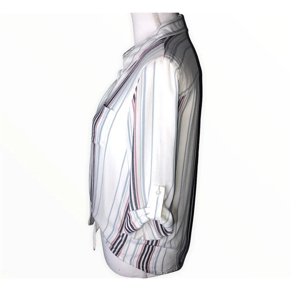 Pink Rose Vintage Front Tie Striped Button Front Shirt - Image 2