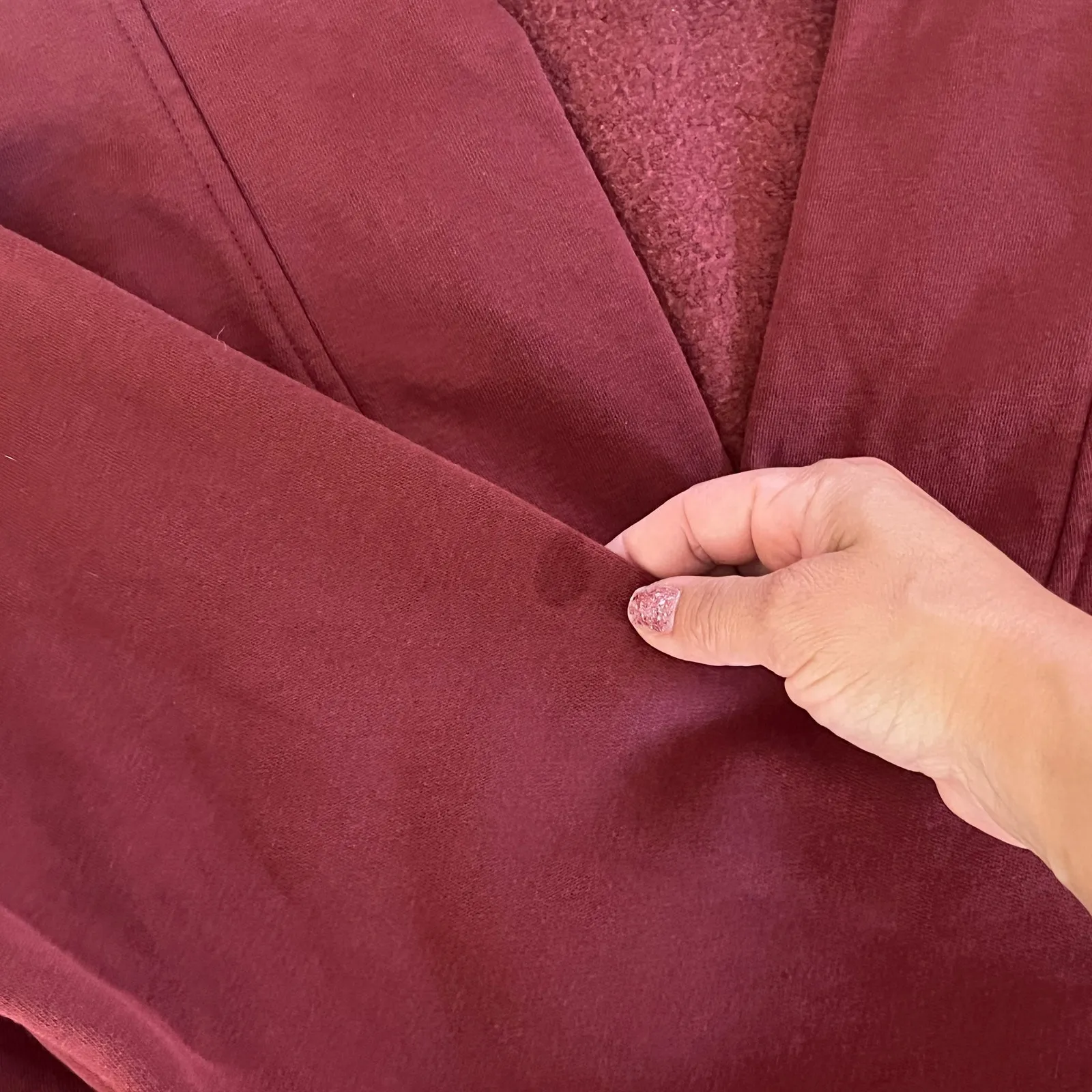 Banana Republic Women's Dark Spiced Rum Fleece Polo Sweatshirt Long Sleeve M - Image 6