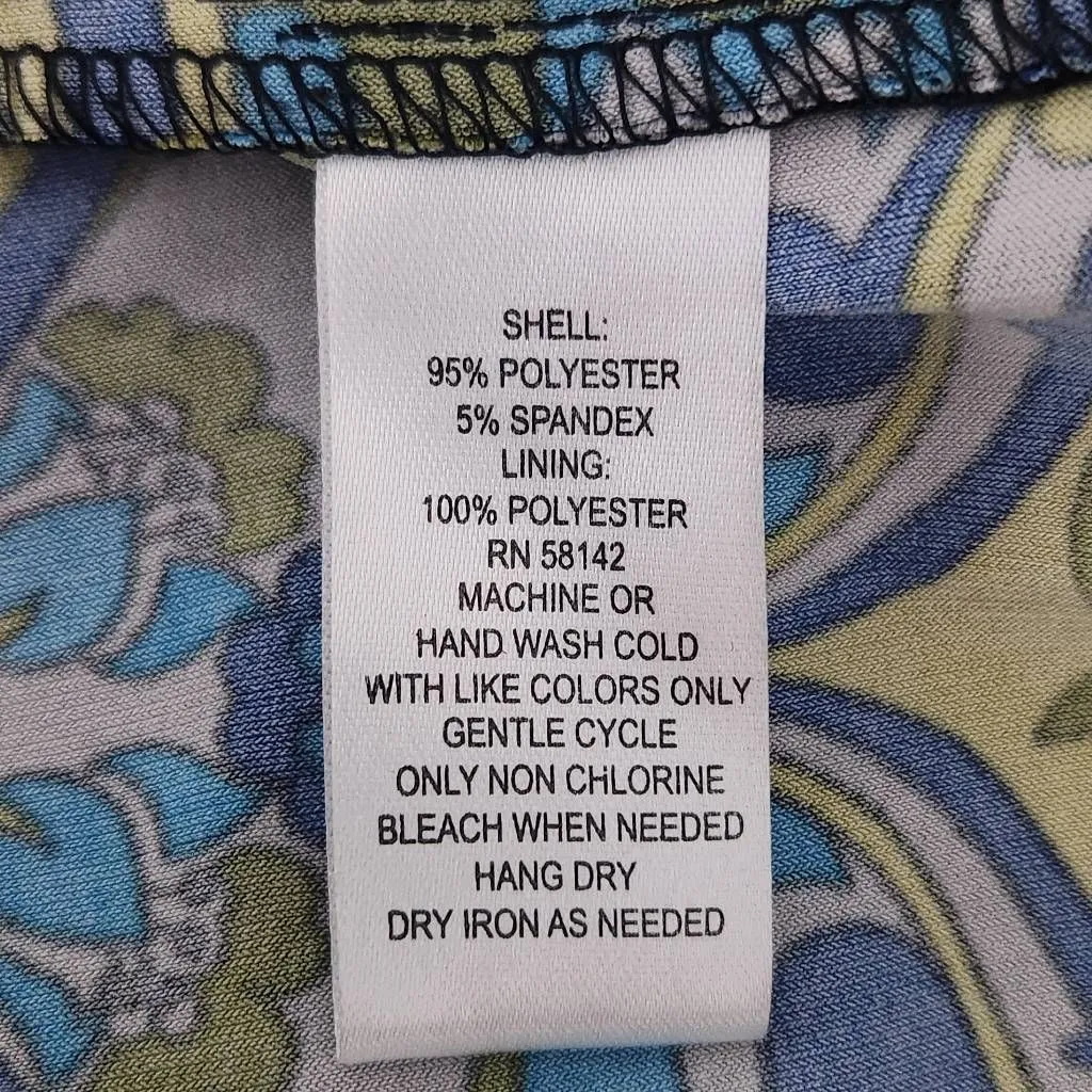 London Times Blue and Green Print Blouson Mini Dress Size 10 Wedding Guest Dress - Image 8