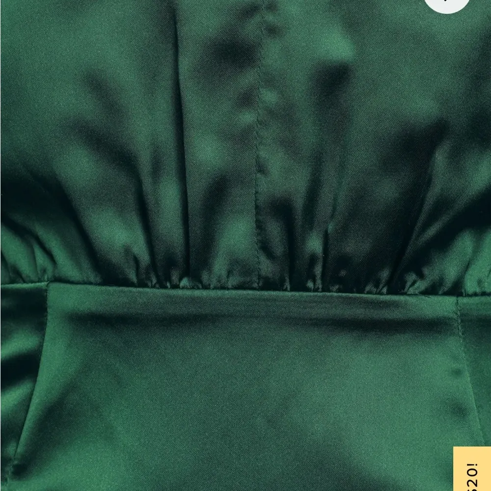 Delightful Endeavor Emerald Green Satin Long Sleeve Mini Dress - Image 4