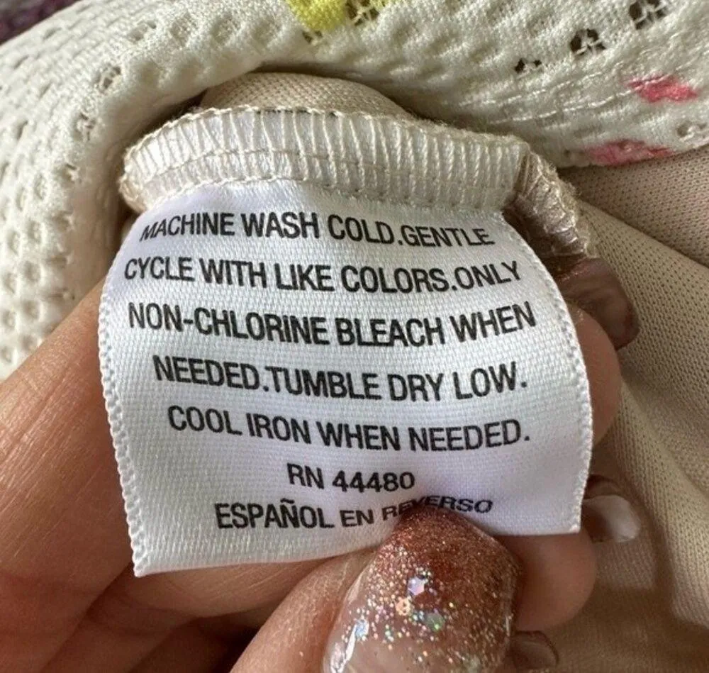 Bar III Y2K Floral Color Block Mod Artsy Retro Perforated Crop Tank Top XS - Image 6