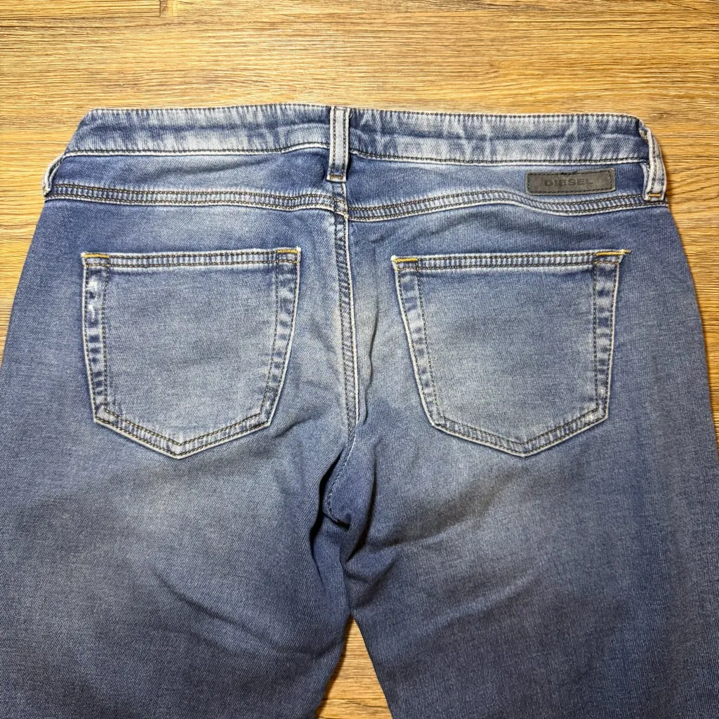 Diesel Distressed Ripped Blue Skinny Jeans - Blue Denim Sweatpants Stretchy 27 - Image 13