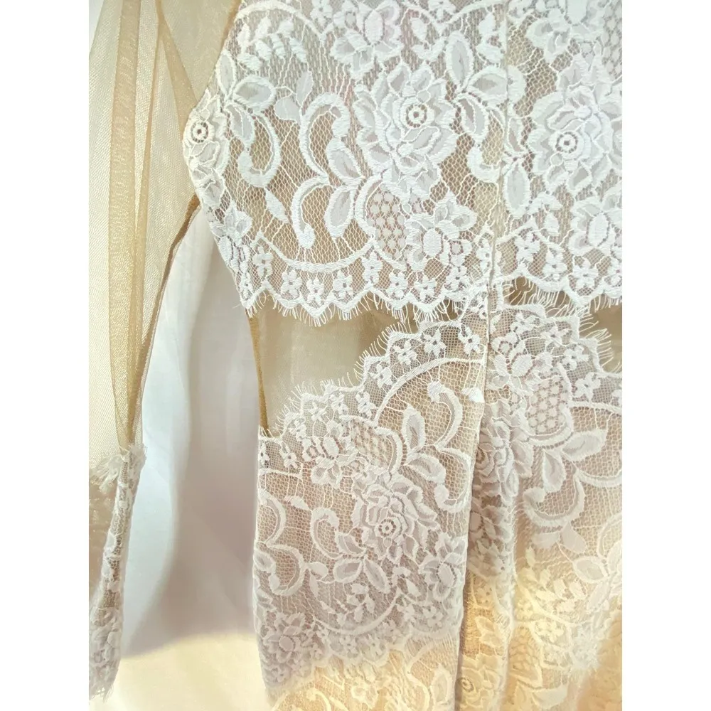 a.peach White Lace Party Dress high-low hem womens sz S - Image 7