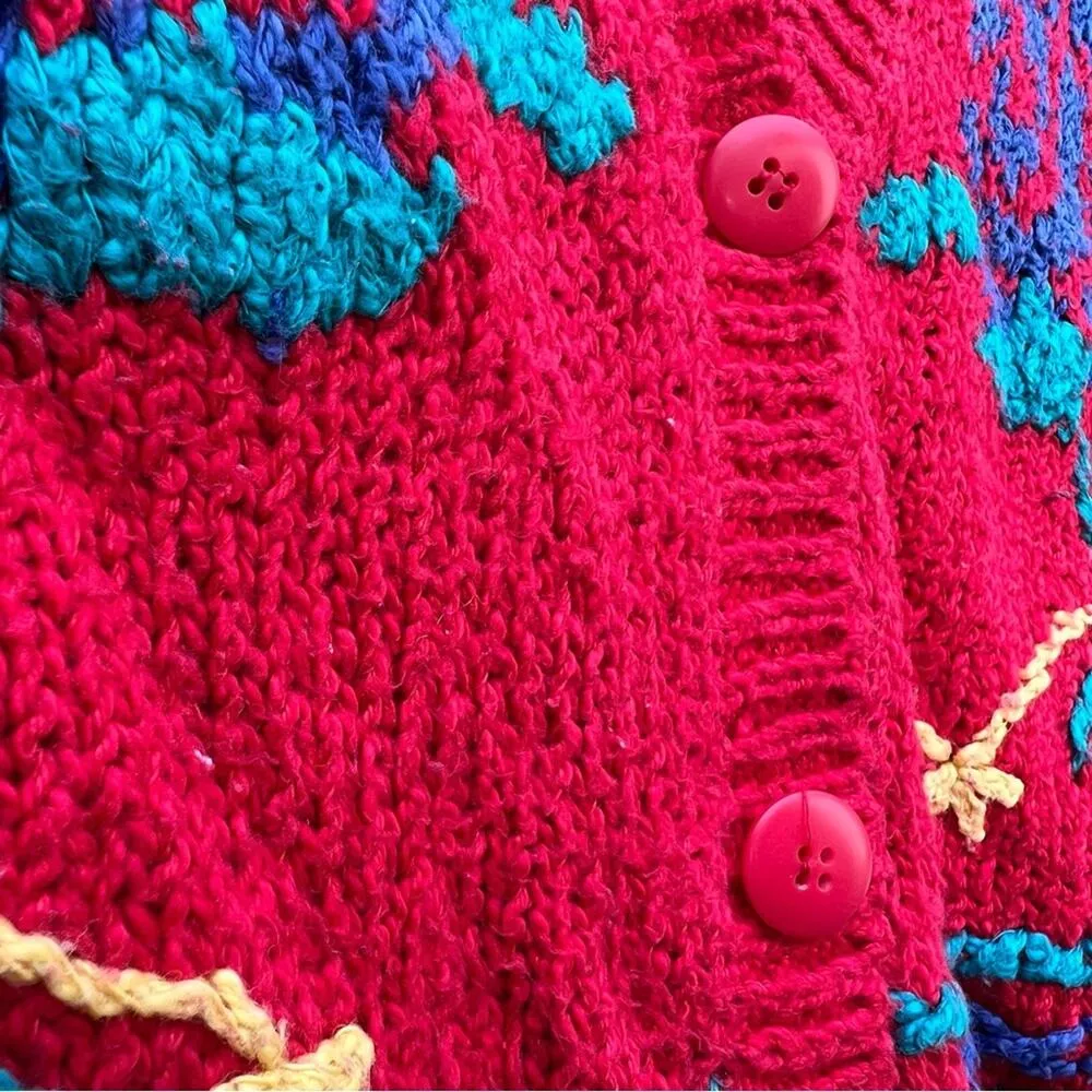 Vintage 90s Koret Red Floral Bouquet Embroidered Sweater Vest MEDIUM PETITE Size undefined - Image 4