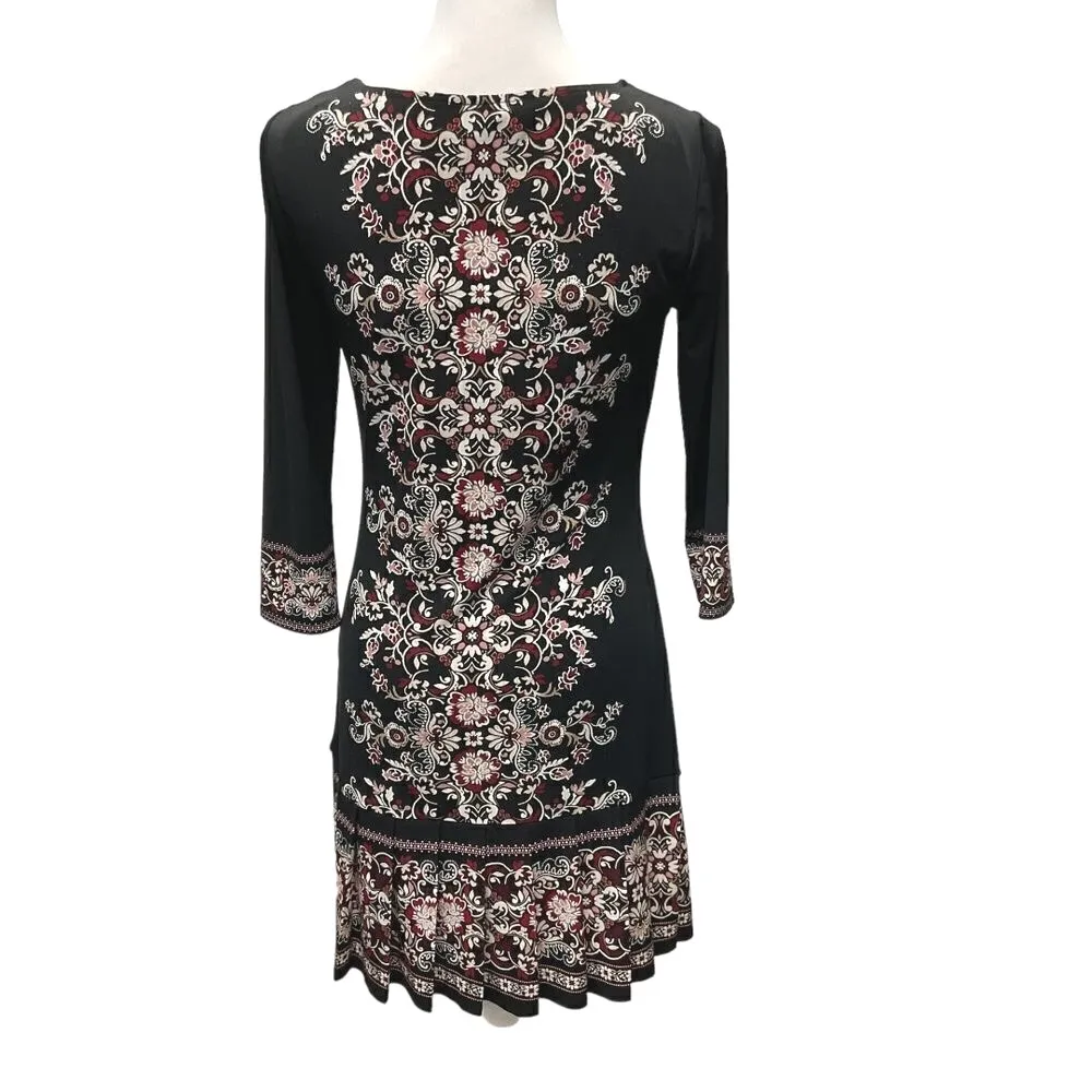White House Black Market Embellished Shift Dress 3/4‎ Sleeve Pleat Hem Size XS - Image 6
