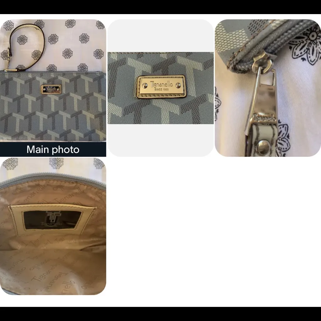 TIGNANELLO CLUTCH WRISTLET PURSE Blue Gray 10”x6” EUC Big enough for Essentials - Image 2