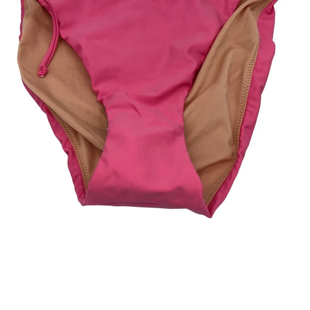 New J. Crew Pink Cheeky Beaded Side Tie Bikini Swim Bathing Suit Bottom Large - Image 4