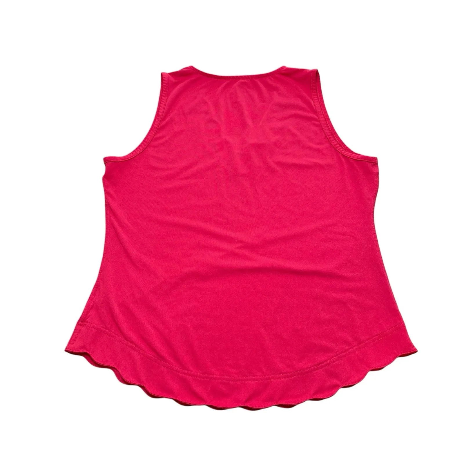 JoFit Red Sleeveless Scalloped Neck/trim Golf Tennis‎ Shirt Top Large Size 12 - Image 4