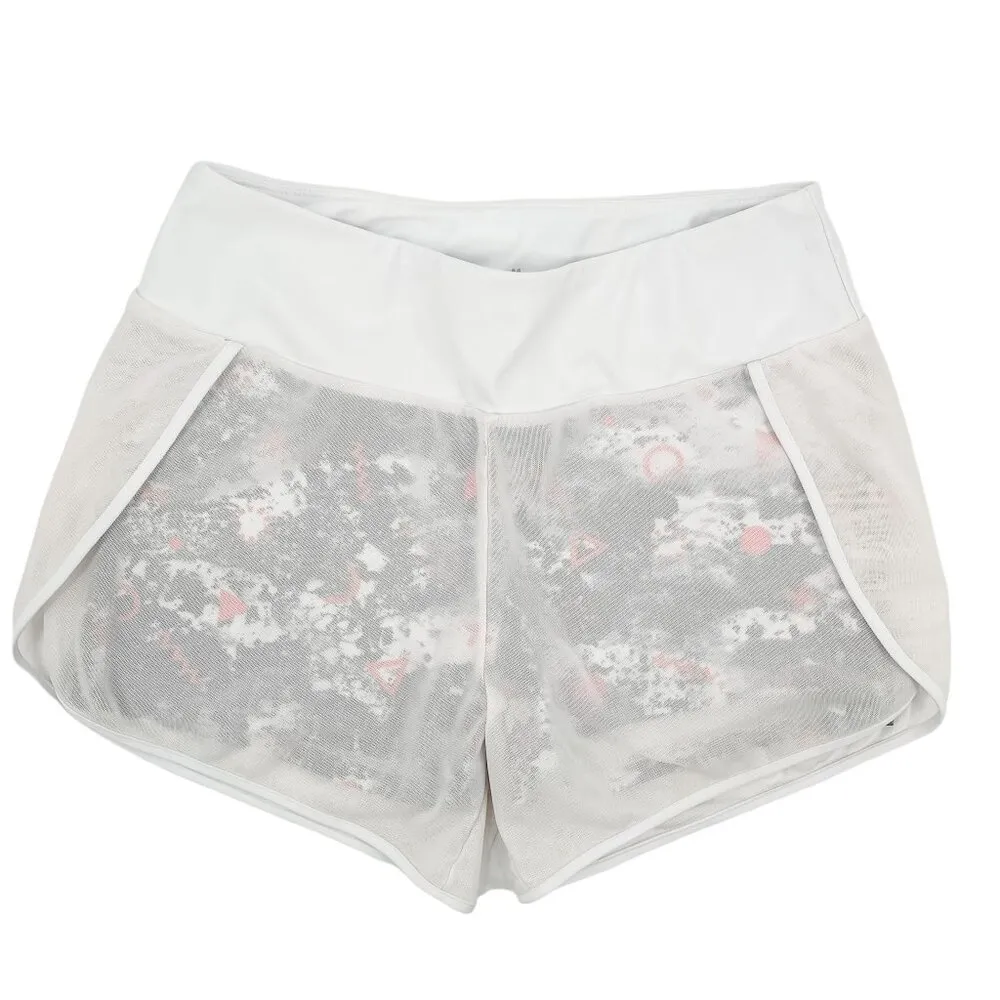 Fabletics Renata Mesh Overlay Athletic Workout Running Shorts White Medium - Image 3