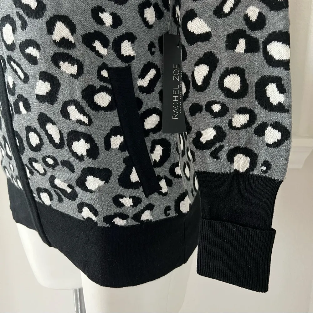 NWT Rachel Zoe Front Zip Knit Jacket, Sweater Cardigan in Grey Black Size S $195 - Image 6