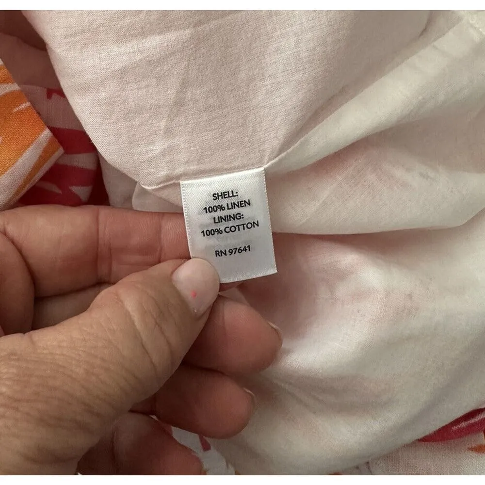 J Jill Womens Dress Linen Sleeveless Tangerine Palm Leaf Plus Size 26W NEW - Image 3