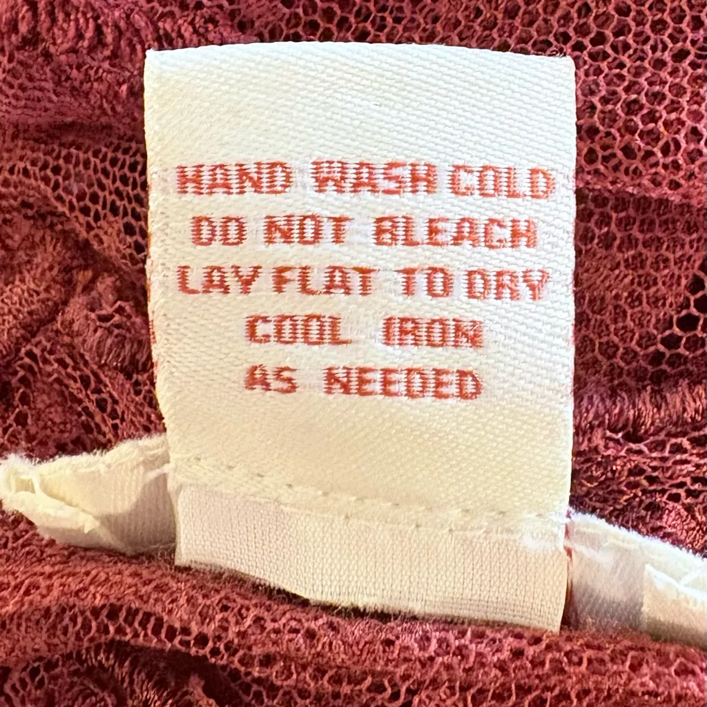 Sundance Burgundy High Neck Lace Yoke Boho Dress Long Sleeve Sz 8 🧡 Red - Image 10