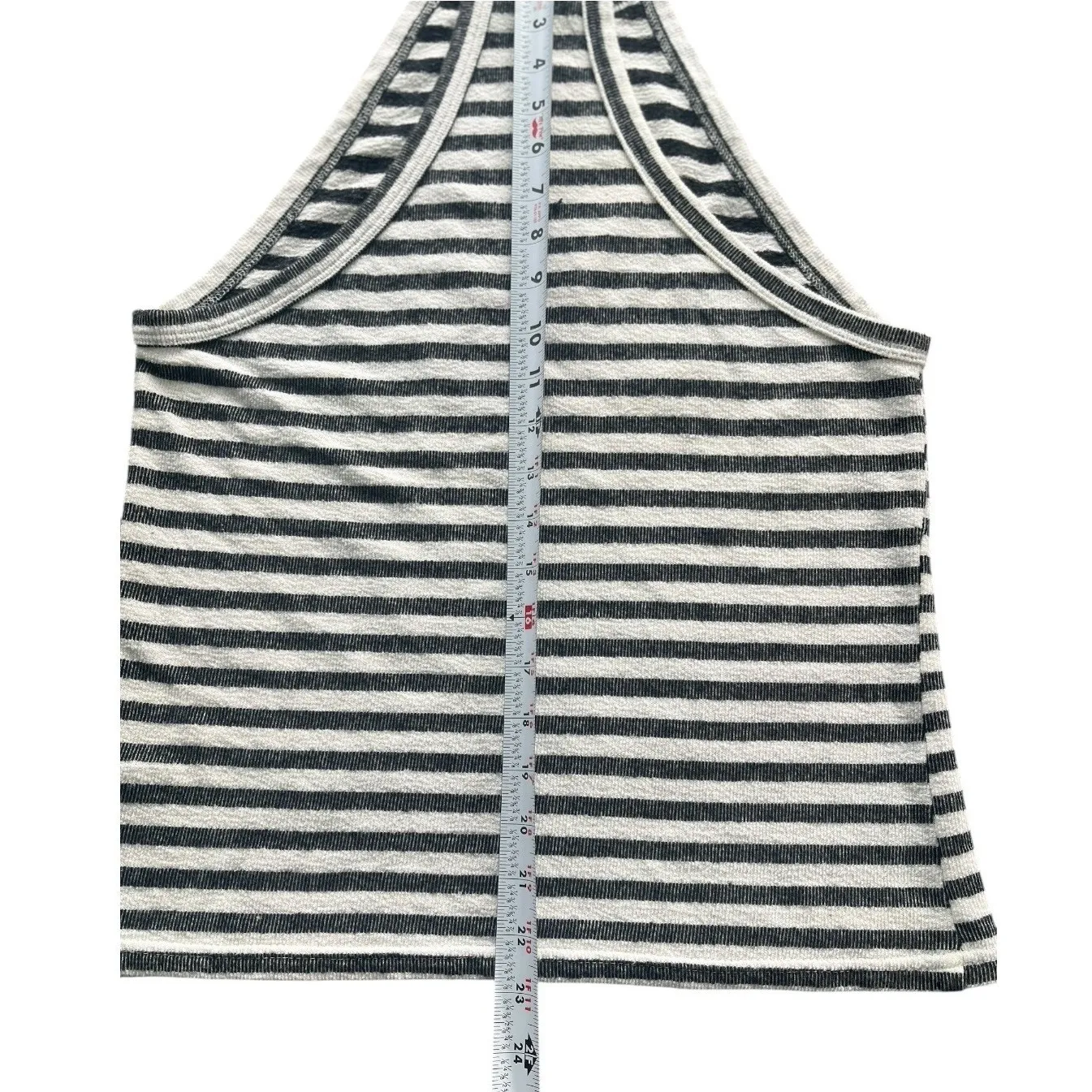 Poof Racerback Black White Stripe Tank Top Med 90s Grunge Minimalist  Athleisure - Image 7