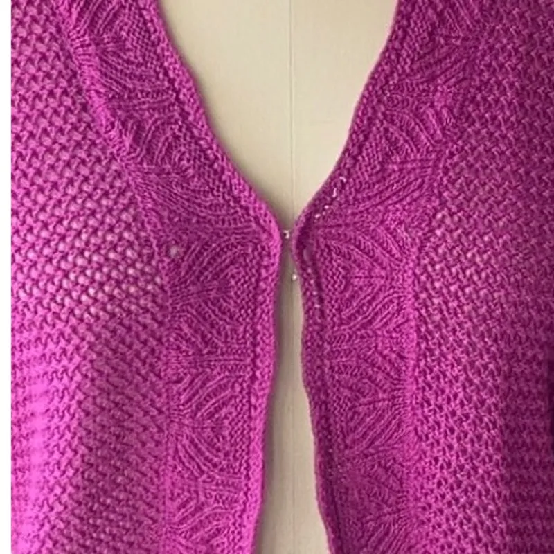 SAG HARBOR Short Purple Bolero Open Cardigan Sweater ~ Women's Size LARGE - Image 5