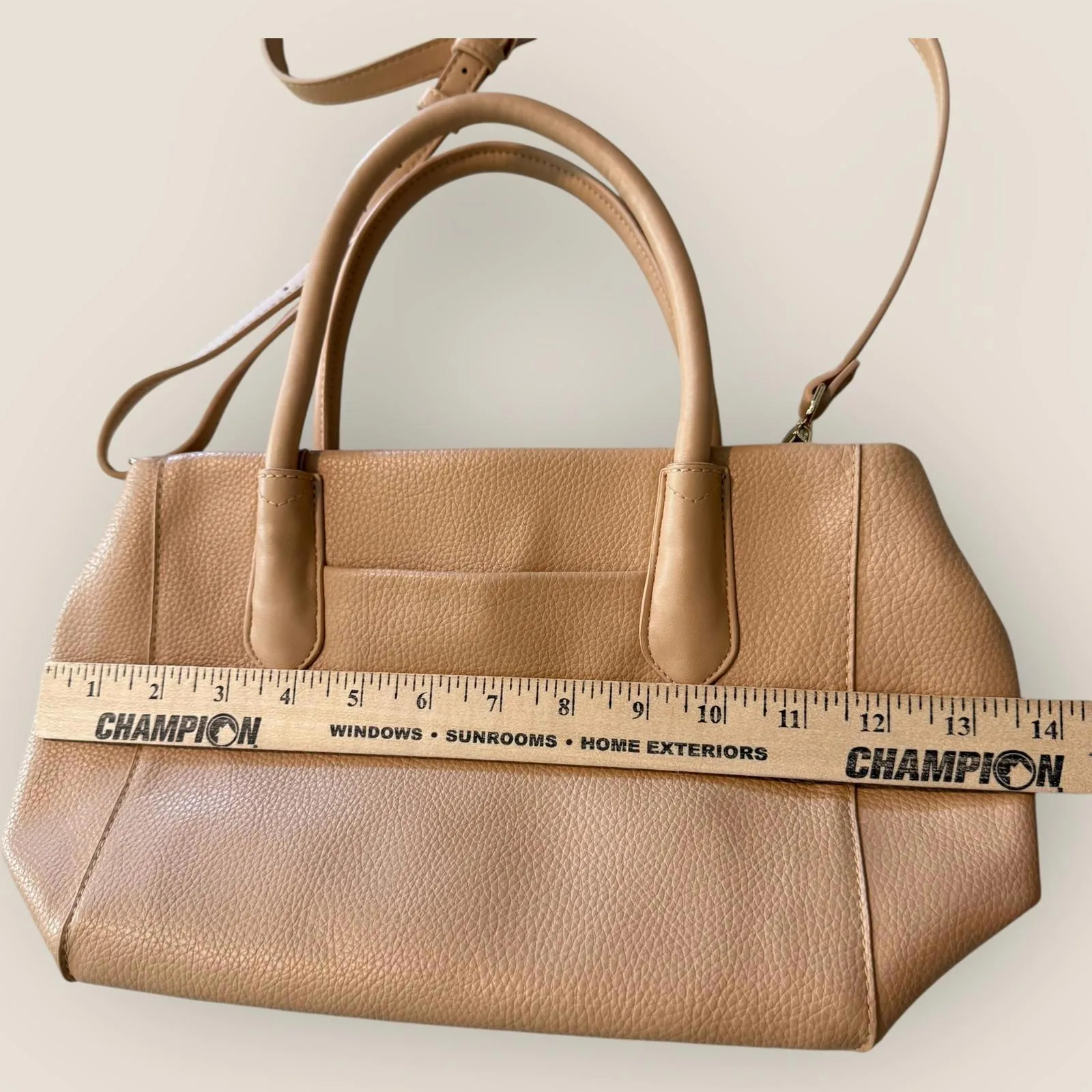 A New Day Tan Faux  Leather Women's Shoulder Bag Satchel Lightweight - Image 8