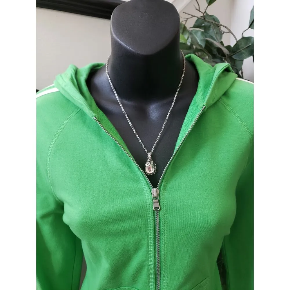 Express Track Suit Womens Medium Green Stripe Active Kangaroo Pocket Full Zip - Image 11