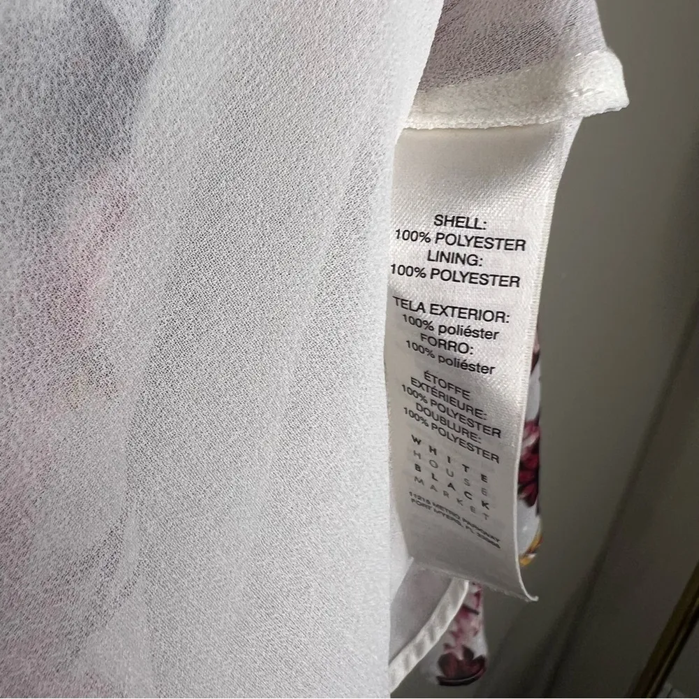 WHBM Floral Print Sheer‎ Chiffon Flowy Flare Sleeve Swiss Dot  Feminine Blouse - Image 7