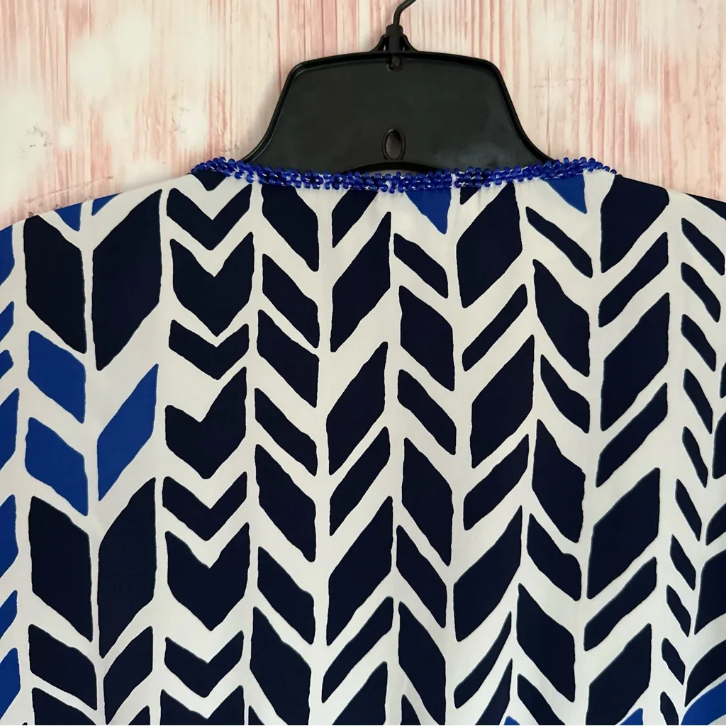 Coldwater Creek Blue Chevron Patterned Beaded Tunic Top Size 1X - Image 10
