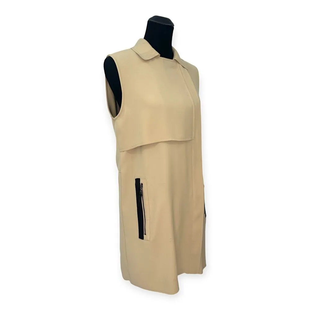 Per Se | Size 8 | Sleeveless Off-Center Zip-Up Mid-Length Collared Trench Jacket - Image 4