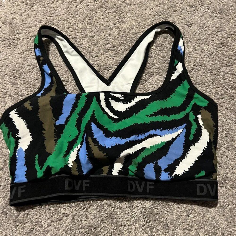 Diane Von Furstenberg Target Disco Zebra Green Racerback Sports Bra L - Image 6